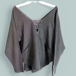 Free People Off the Shoulder Black Linen Blend Crop Top Size XS